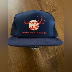 Gorges Magic Navy Trucker Hat, camper hat, vintage, retro, mesh, snap back